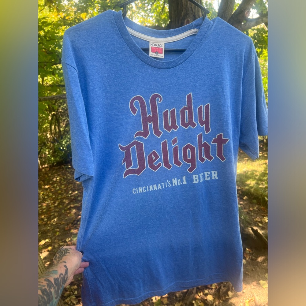 Vintage Hudy Delight Beer Tee. Men’s L. Made in USA, Columbus, OH. Great Cond